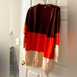 Open cardigan, no bottoms